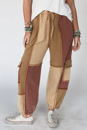 Back In Motion Color Block Pants - Camel