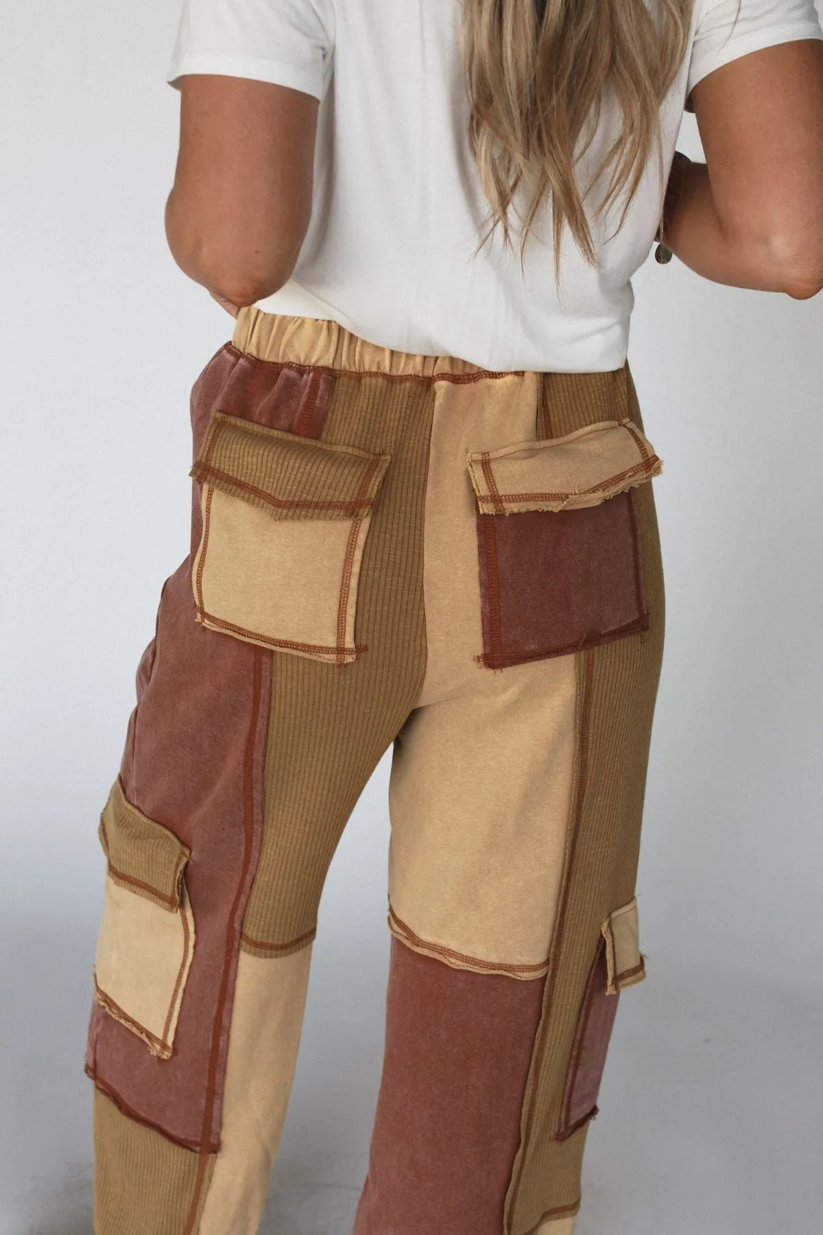 Back In Motion Color Block Pants - Camel