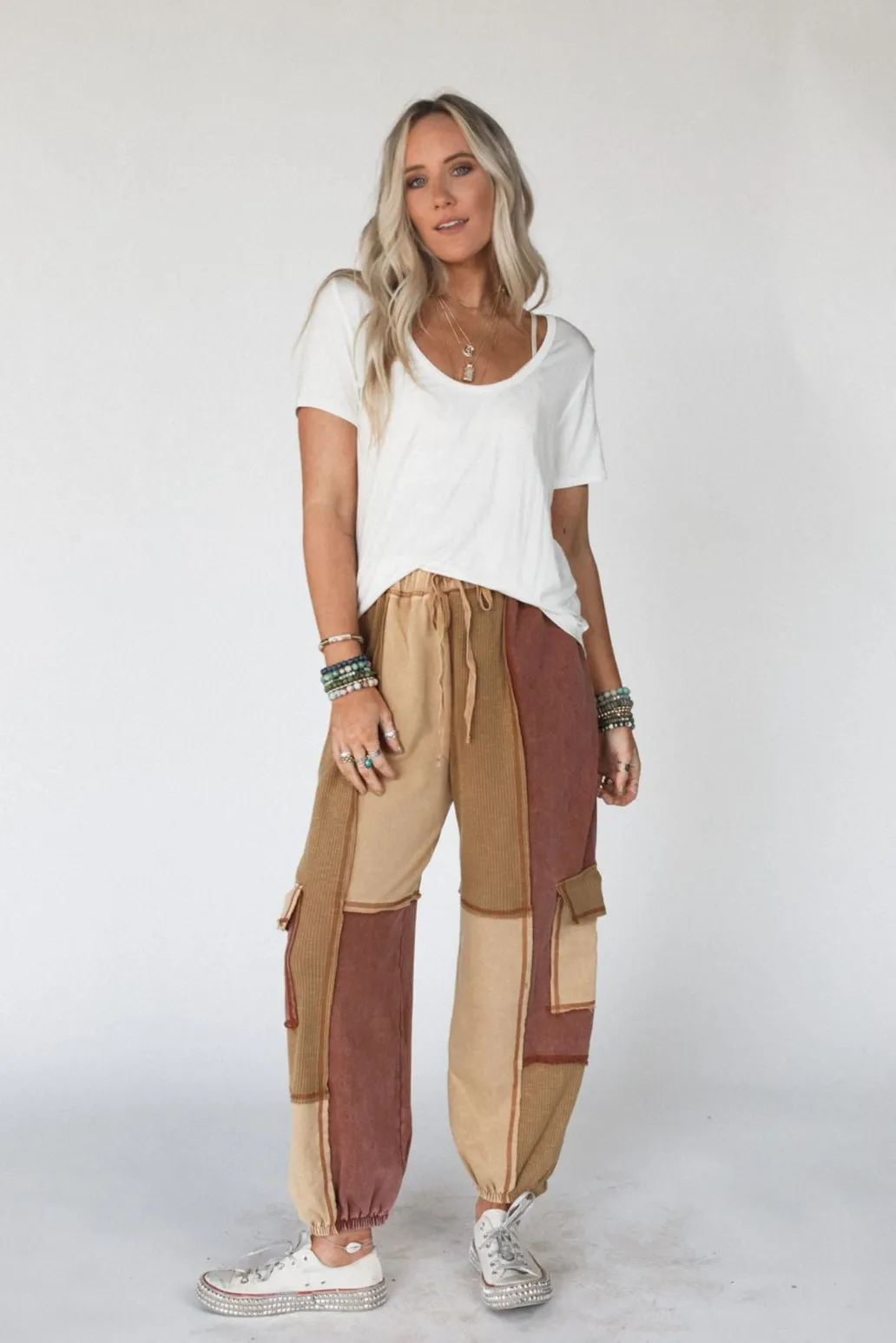 Back In Motion Color Block Pants - Camel
