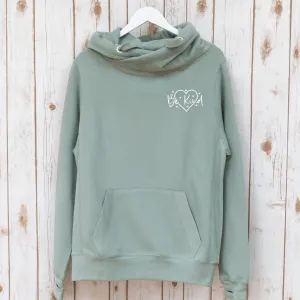 Be Kind Sage Green Cowl Neck Hoodie