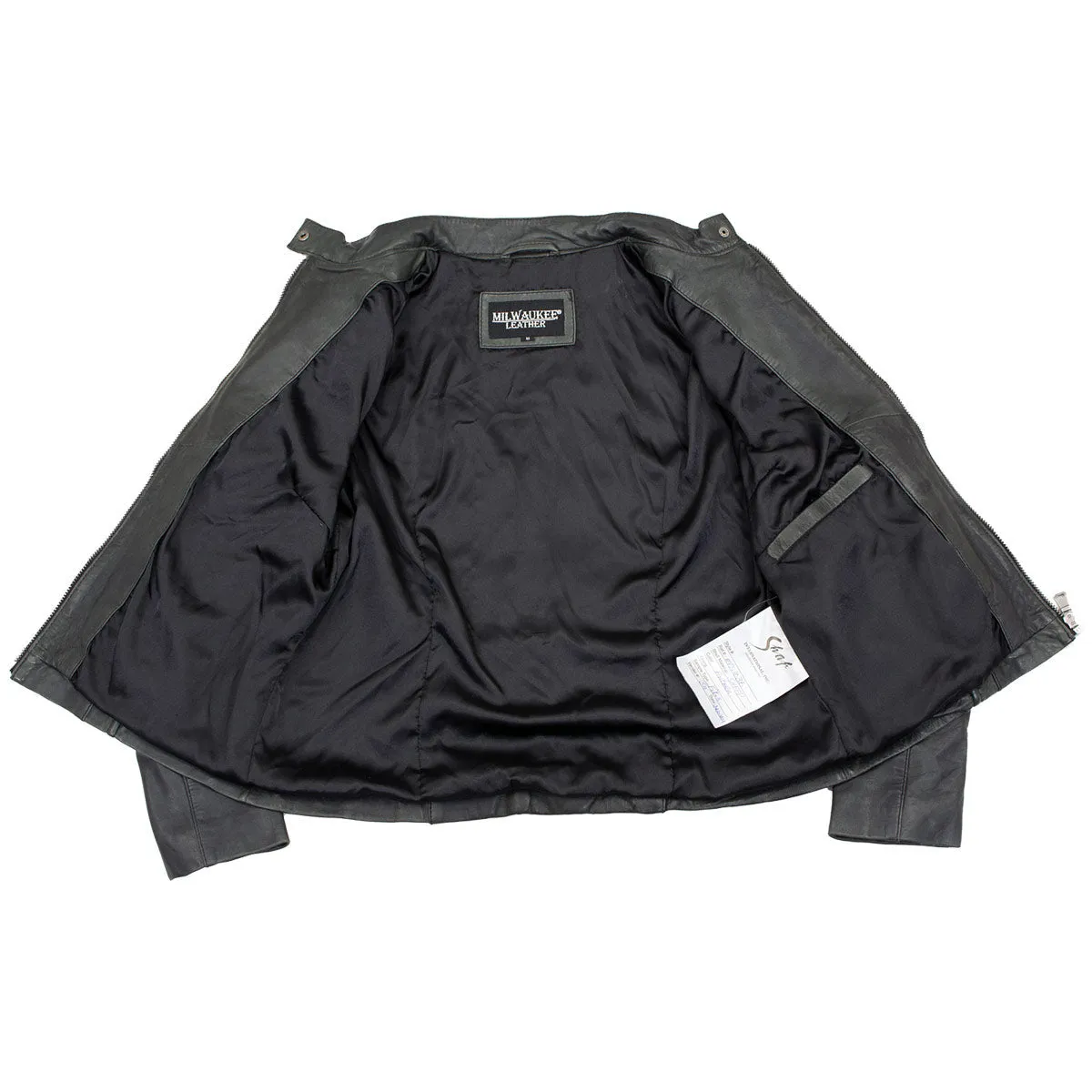 BLACK SFL2814 Women's Leather Motorcycle Style Fashion Jacket