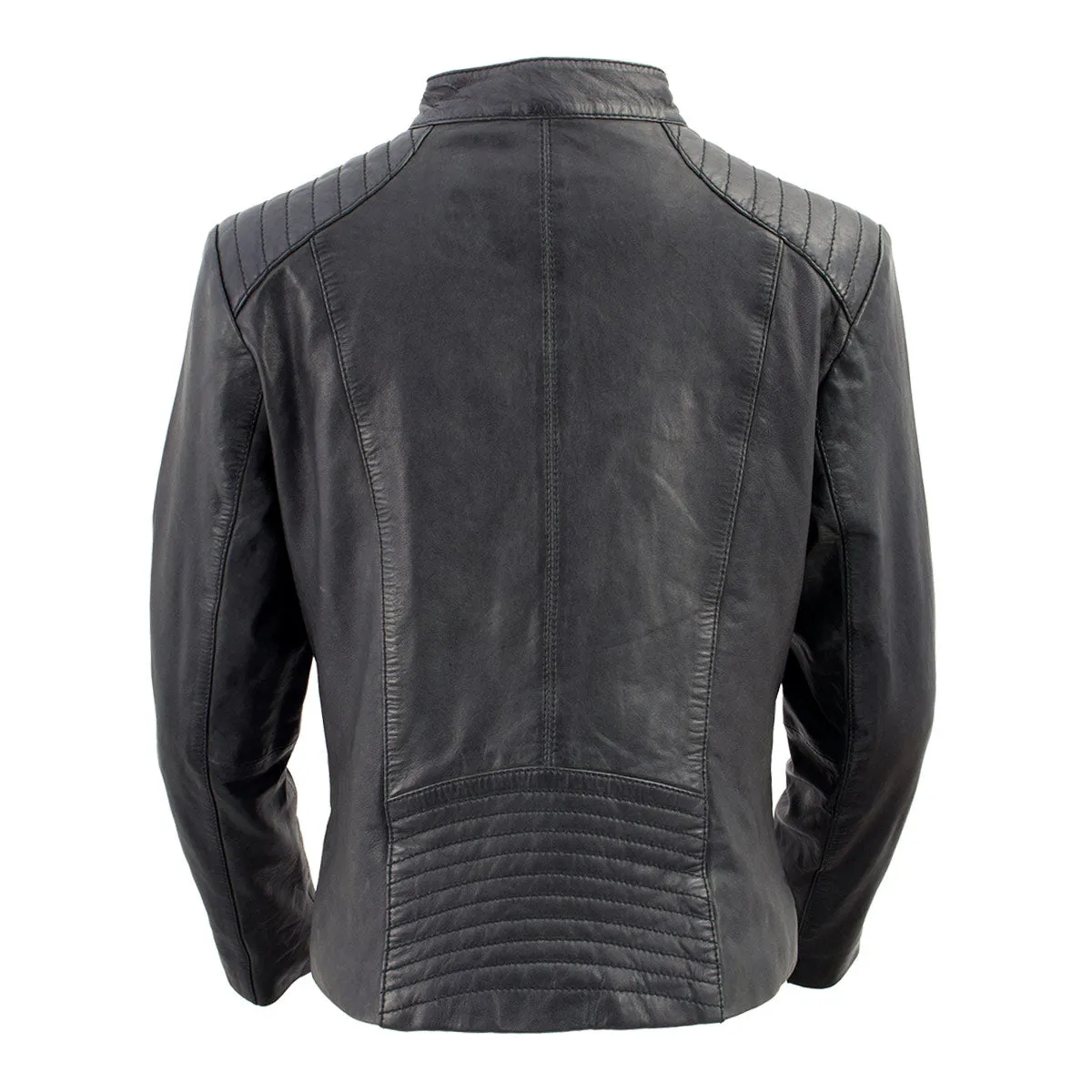 BLACK SFL2814 Women's Leather Motorcycle Style Fashion Jacket