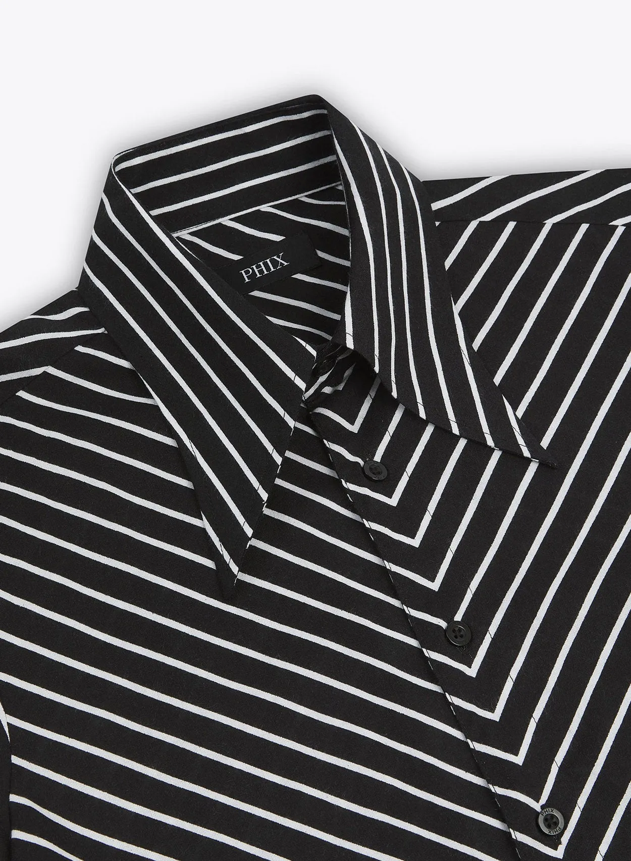Black Symmetrical Pin Stripe Long Sleeve Viscose Shirt