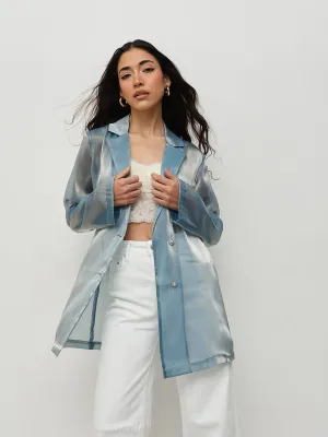 Blue Sheer Longline Blazer