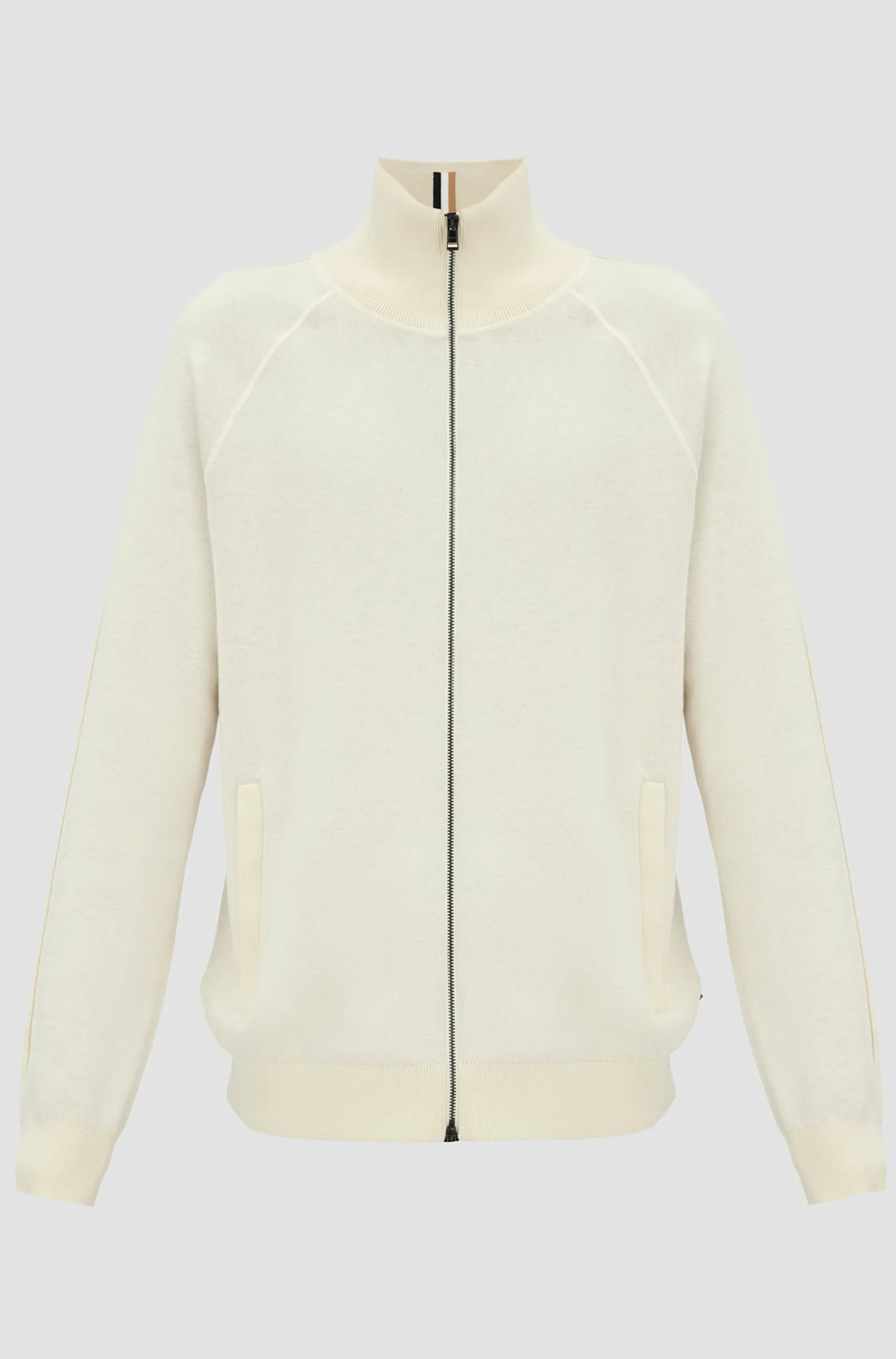BOSS - H-DOMICO Full Zip Cardigan In Cotton & Virgin Wool in Open White 50519629 132