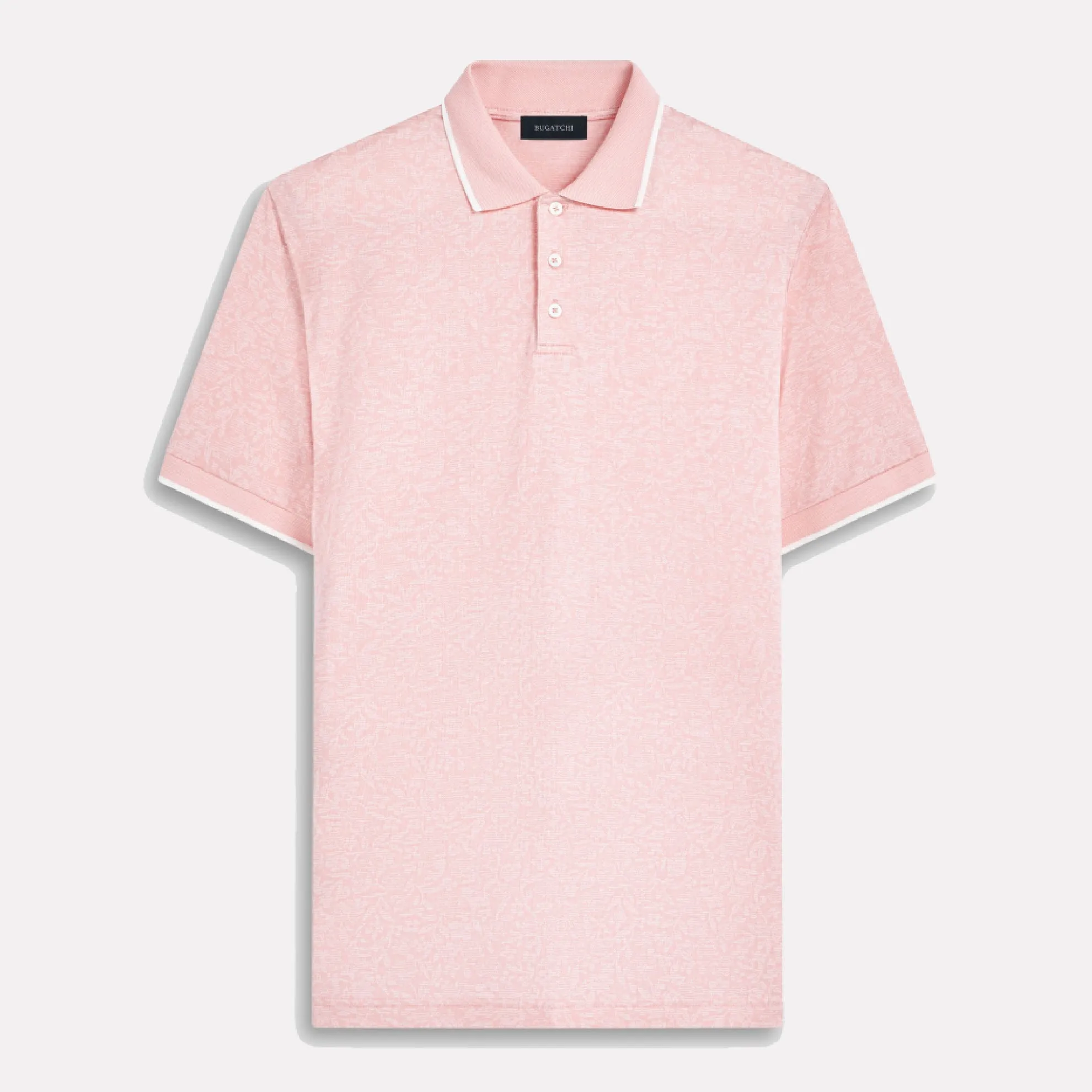BUGATCHI Short Sleeve Three Button Polo / Salmon