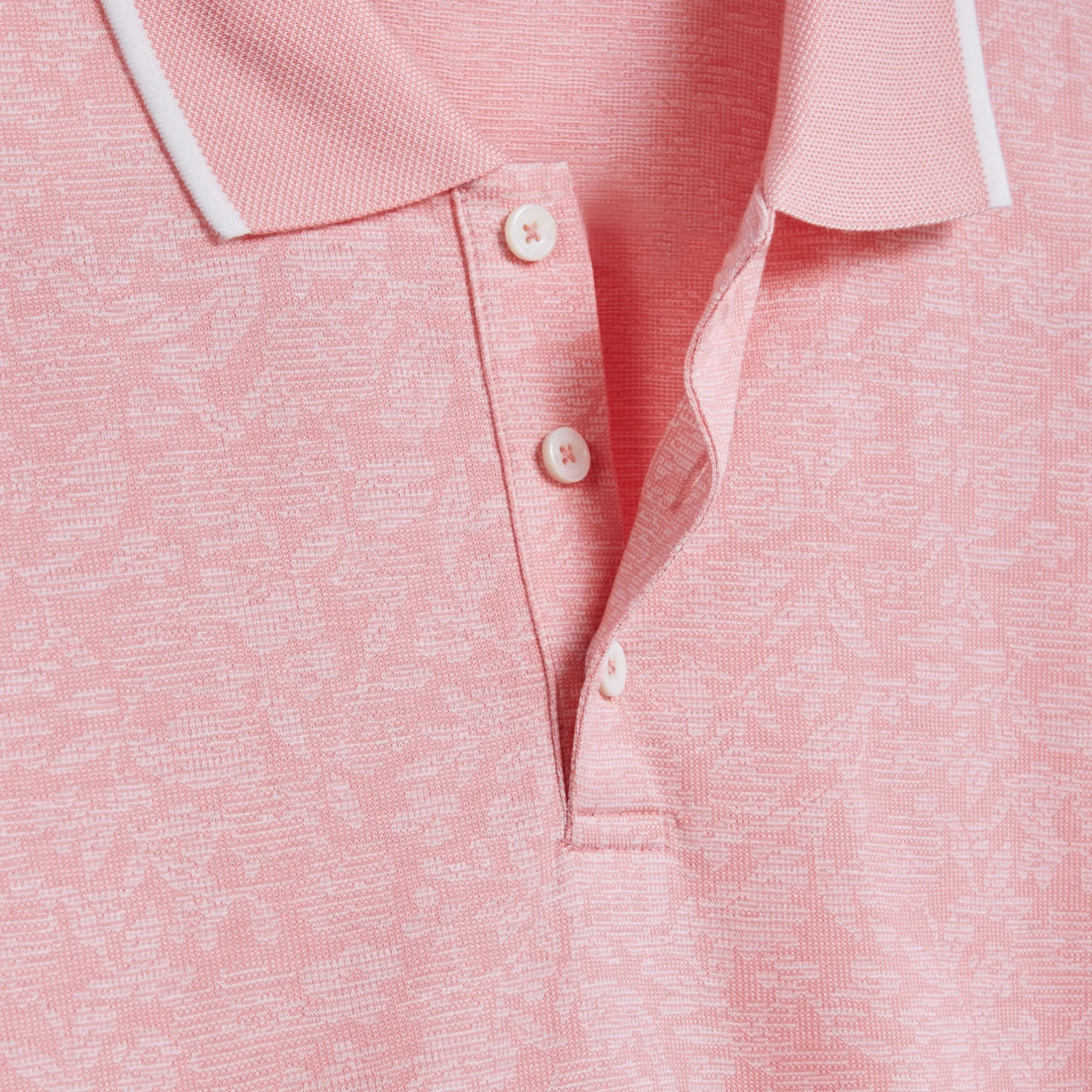 BUGATCHI Short Sleeve Three Button Polo / Salmon