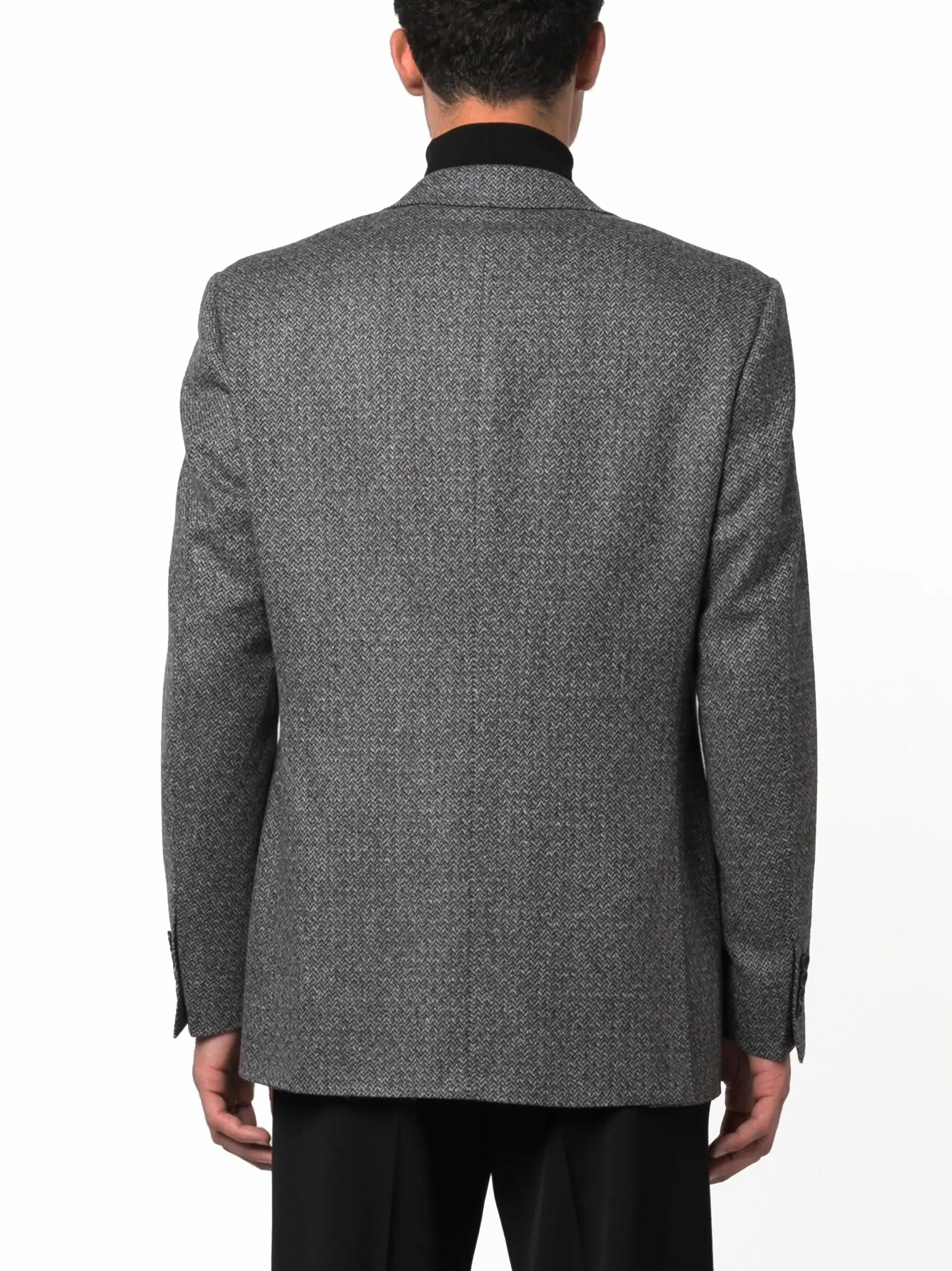 CANALI - Charcoal Grey 2 Button Jacket with Zig-Zag Detail Fabric 13280/7R-CU04651.111