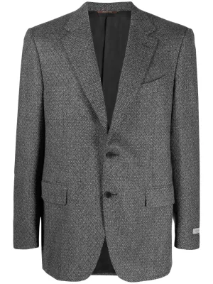 CANALI - Charcoal Grey 2 Button Jacket with Zig-Zag Detail Fabric 13280/7R-CU04651.111