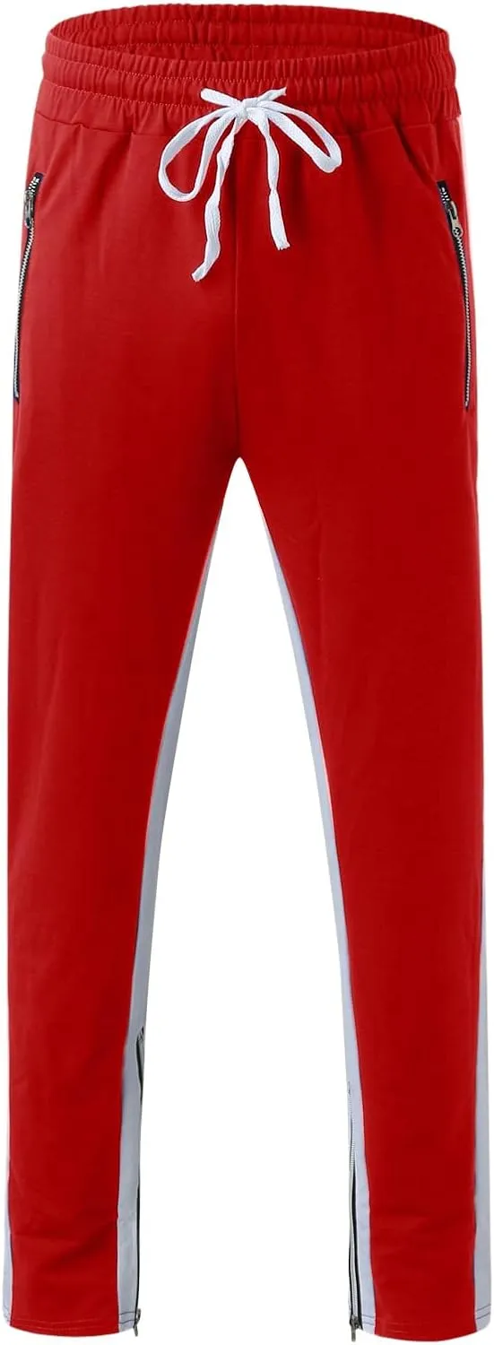 Cargo Pants for Men Big and Tall, Gym Athletic Running Track 5 Pocket Winter Sweat Pants Athletic Pants for Men Cargo