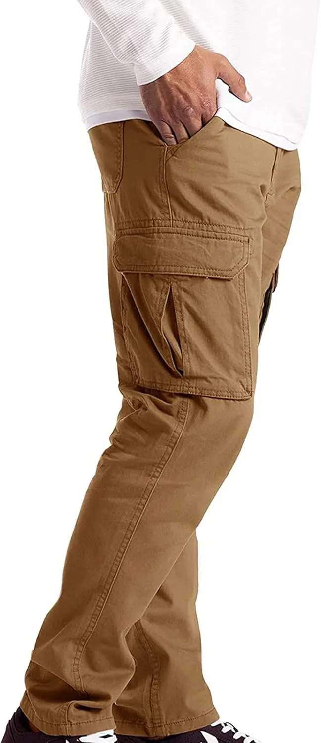 Cargo Pants for Men Relaxed Fit Athletic Gym Workout Pants Solid Color Straight Pants Cotton Legging Pants Sweatpants