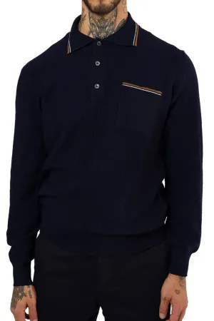 CIRCOLO 1901 - Long Sleeve Knitted Polo Shirt in Dark Roma Blue CN4200