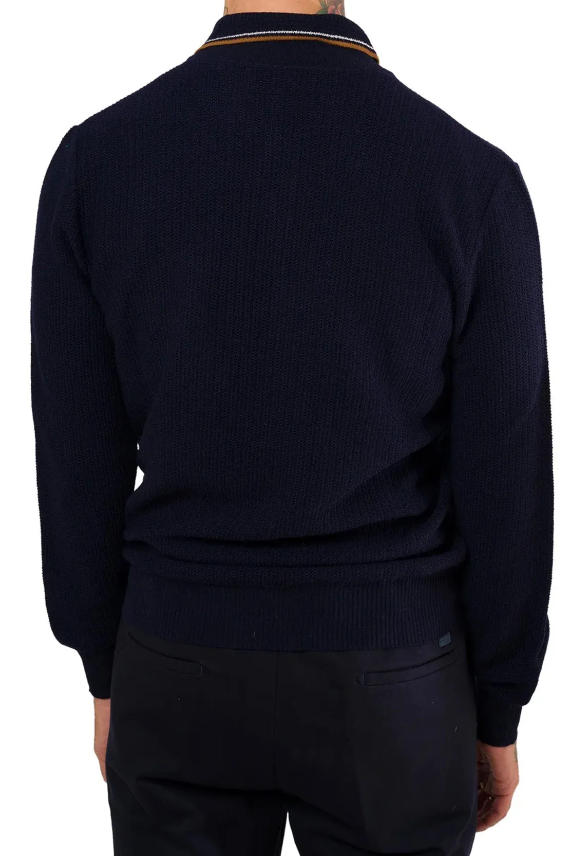 CIRCOLO 1901 - Long Sleeve Knitted Polo Shirt in Dark Roma Blue CN4200