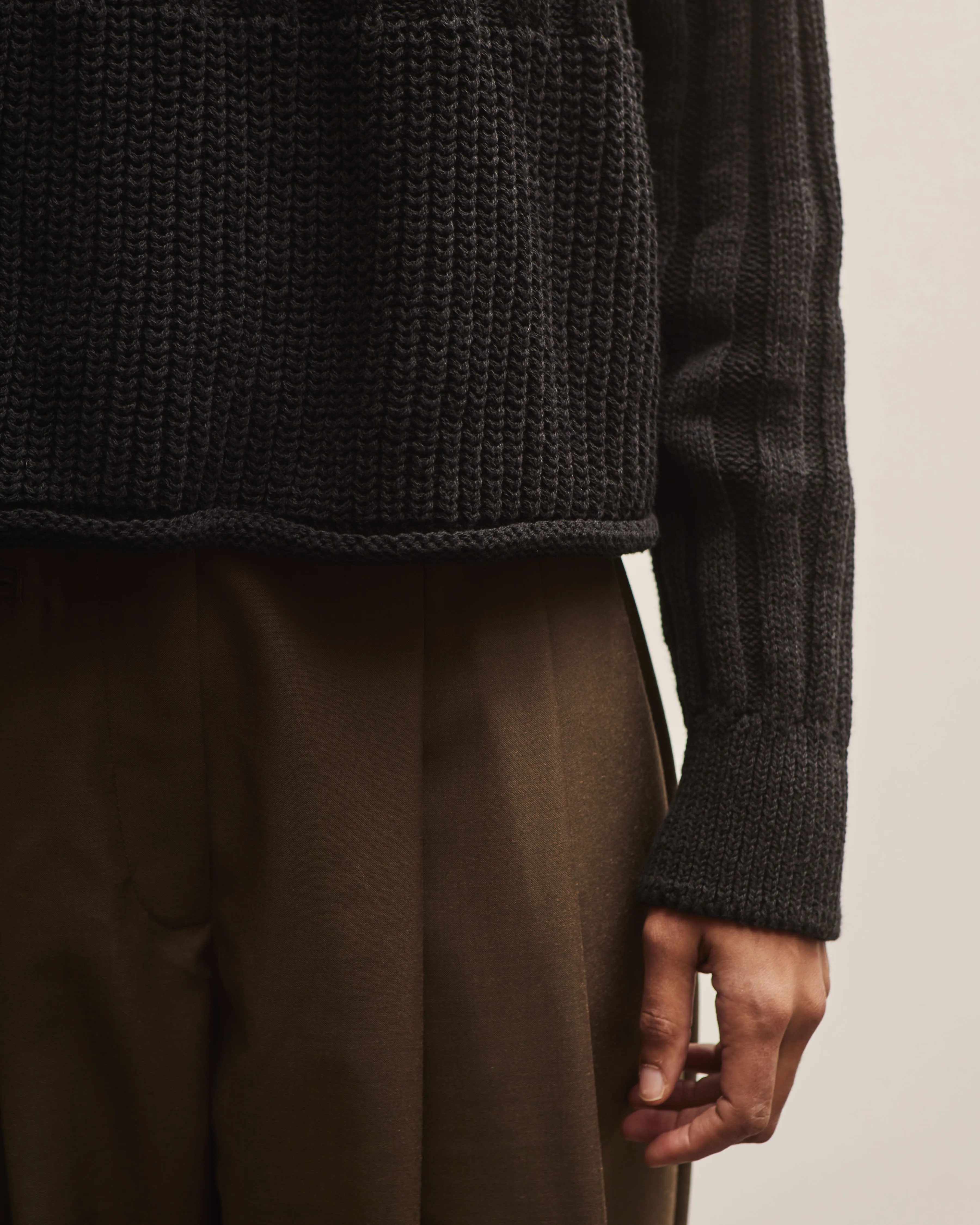 Cordera Ribbed Cotton Sweater, Black