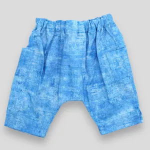 Cotton Blue Harem Trousers for Babies and Kids with Acid Wash Effect