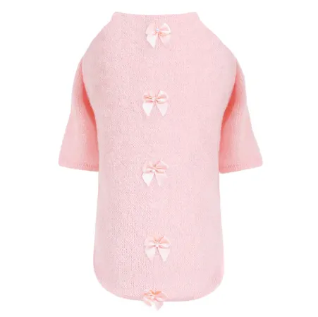 Dainty Bow Dog Sweater - Pewter