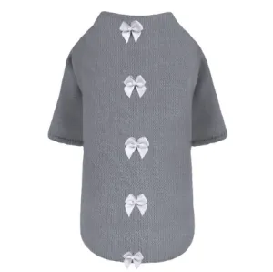 Dainty Bow Dog Sweater - Pewter