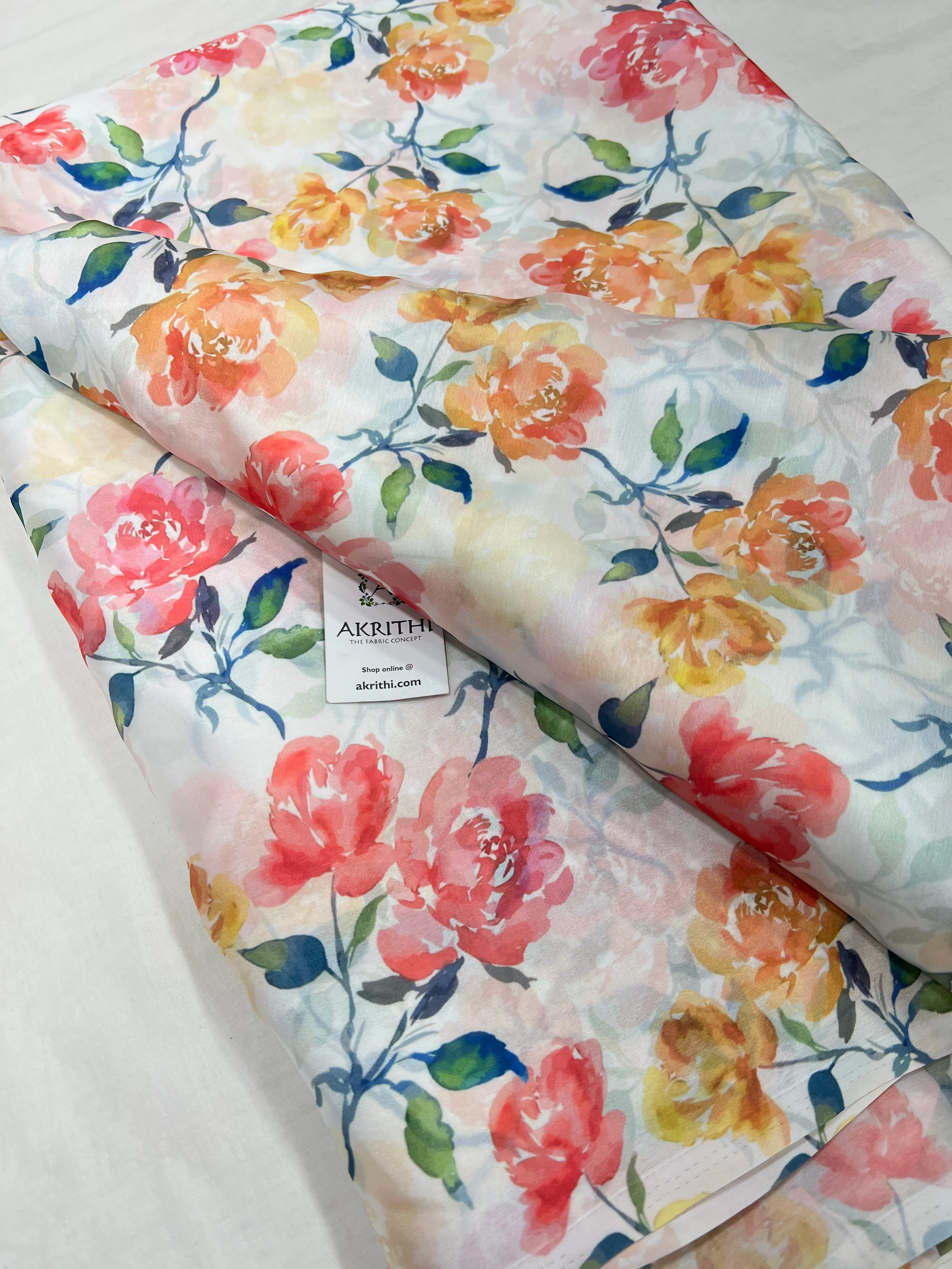Digital  printed satin georgette fabric  80 cms cut