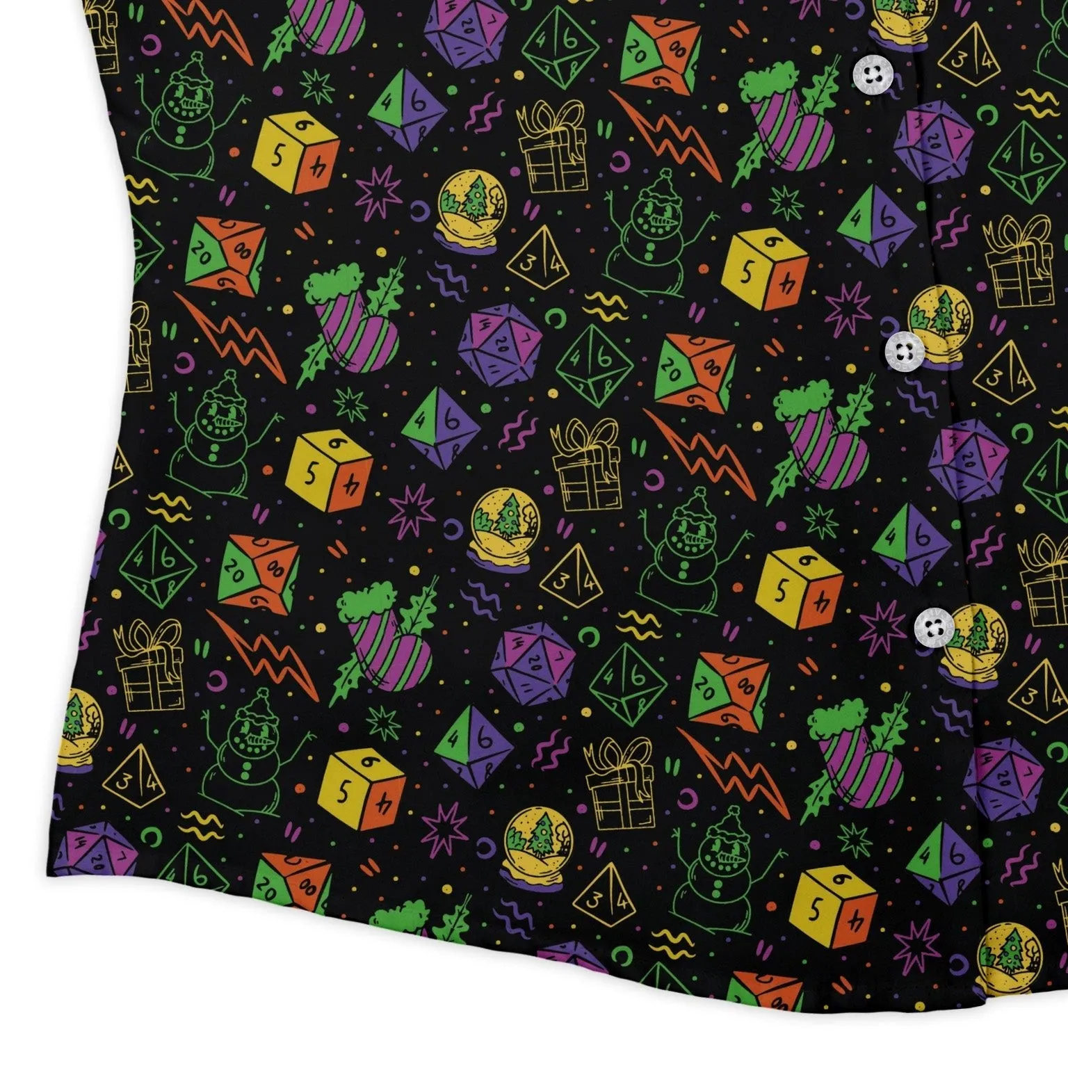 Dnd RPG Christmas Black Curvy Button Up Shirt