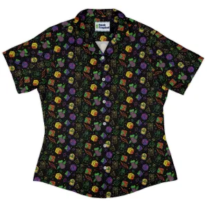 Dnd RPG Christmas Black Curvy Button Up Shirt