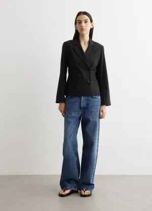 Drapey Melange Fitted Double Breasted Blazer
