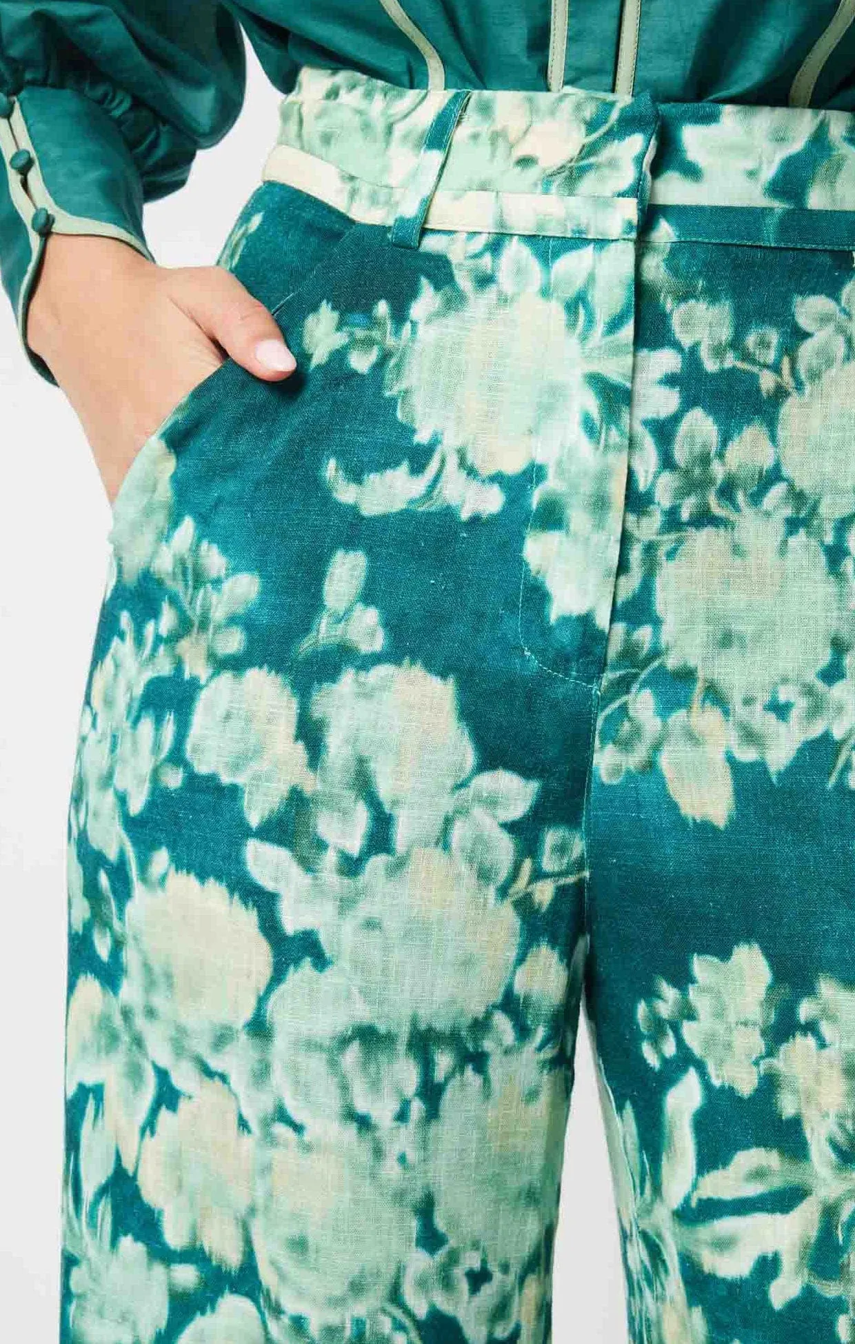 DYNASTY PANT IN JADE FLOWER