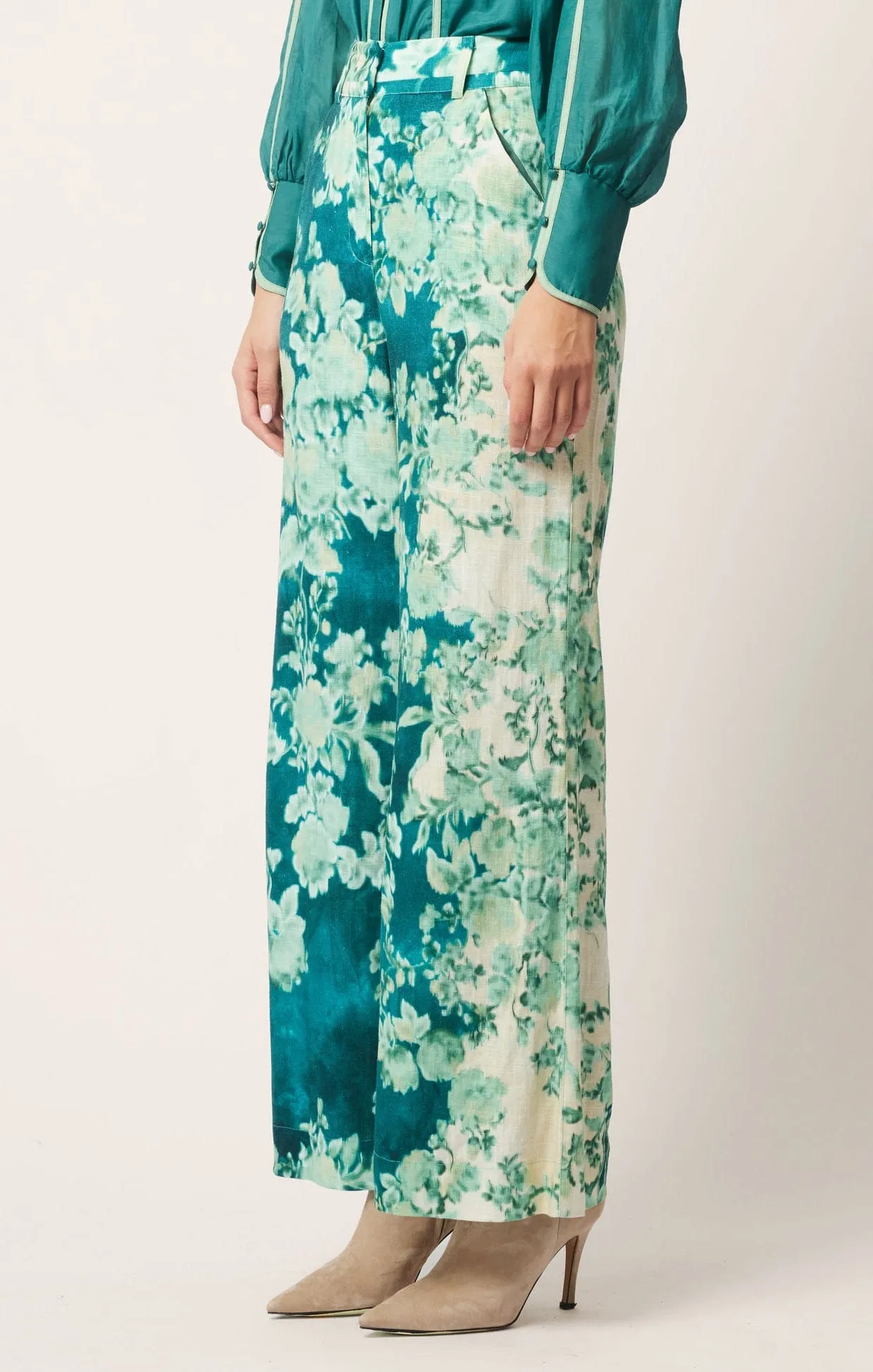 DYNASTY PANT IN JADE FLOWER