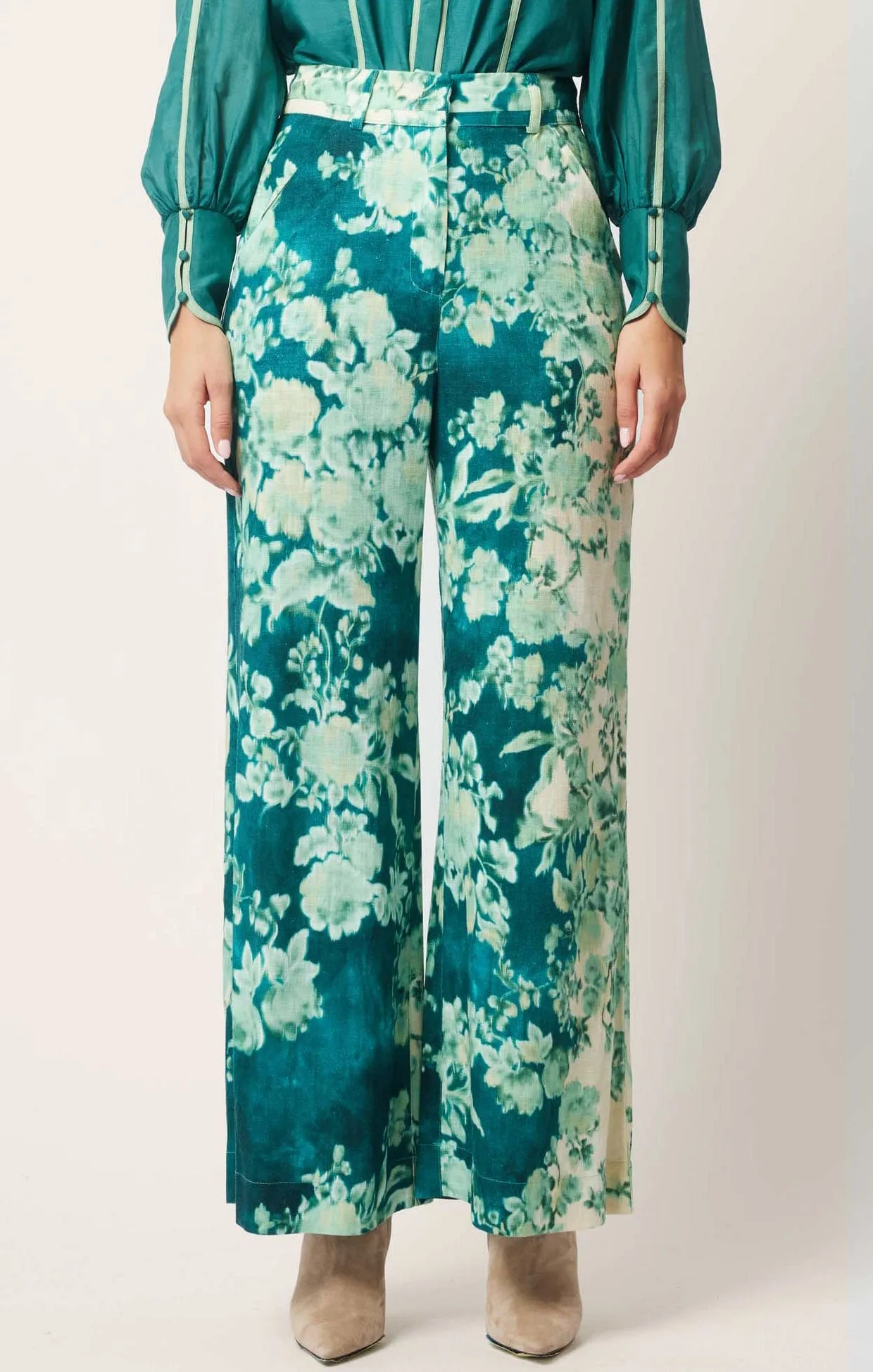 DYNASTY PANT IN JADE FLOWER