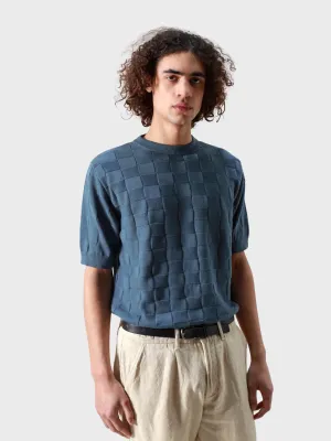 Far Afield Sweaters Ceatano Check Knitted Top - Blue