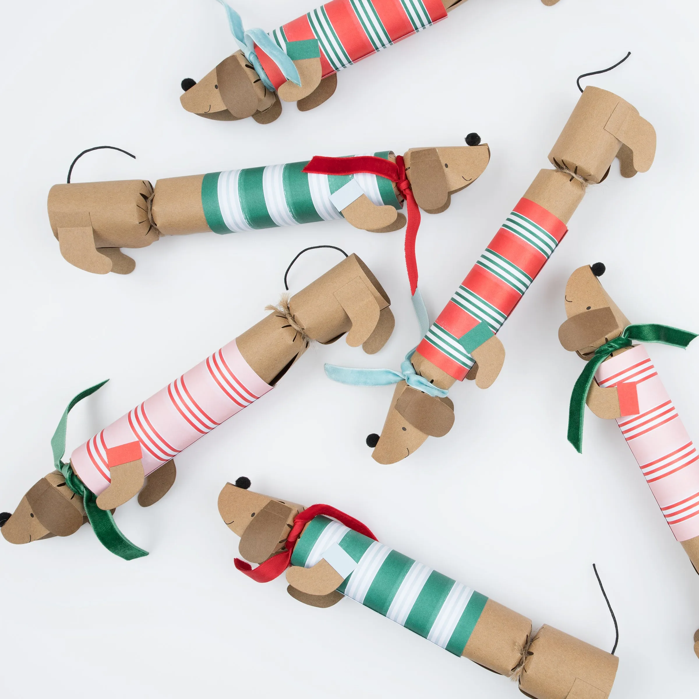 Festive Stripe Sausage Dog Crackers (x 6)