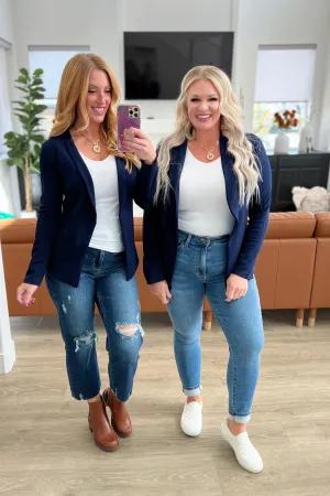 Fitted Blazer in Navy