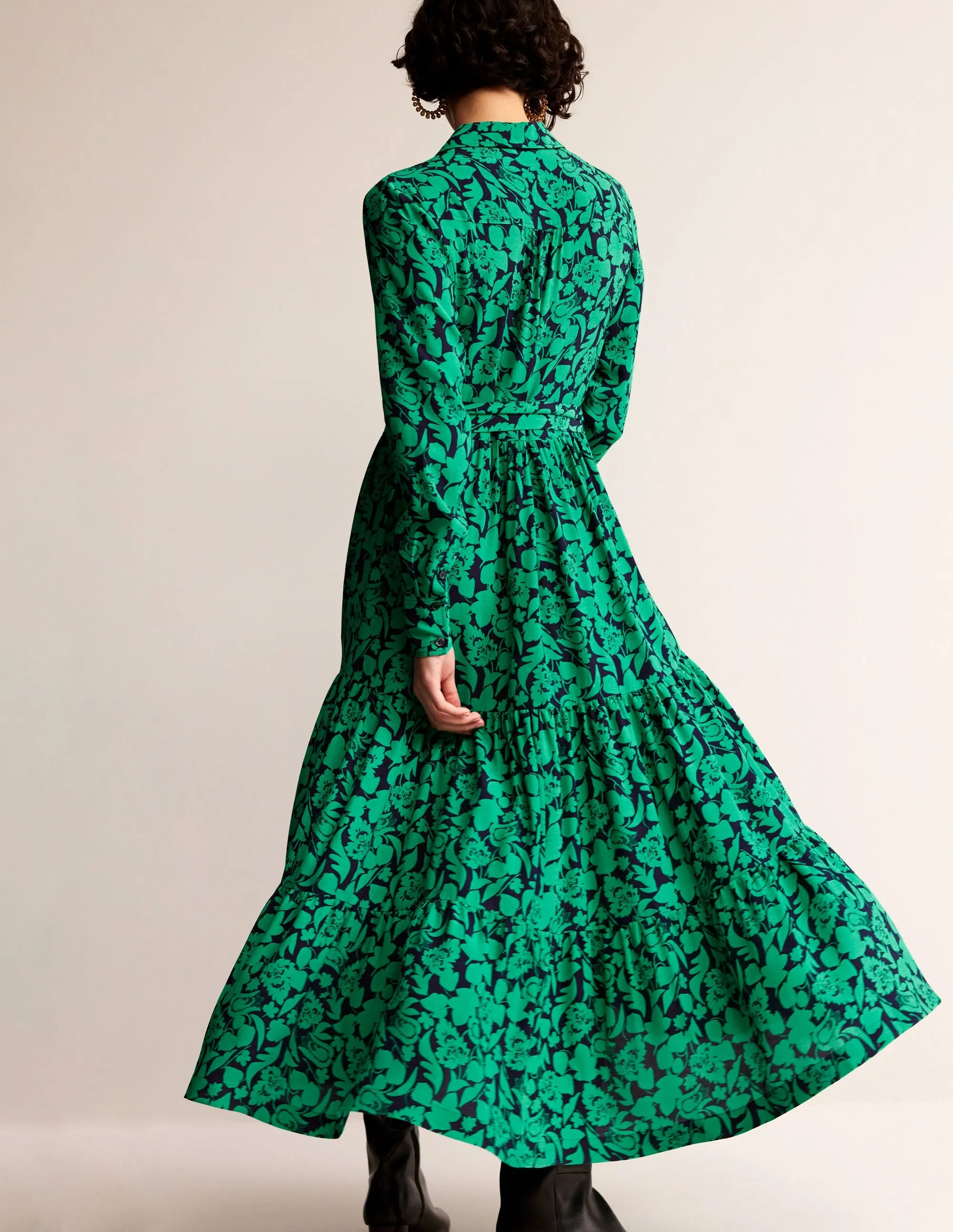 Flo Midi Shirt Dress-Meadow Green, Tulip Bloom