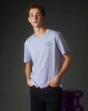 Fungi Embroidered Organic Cotton T-Shirt Lilac