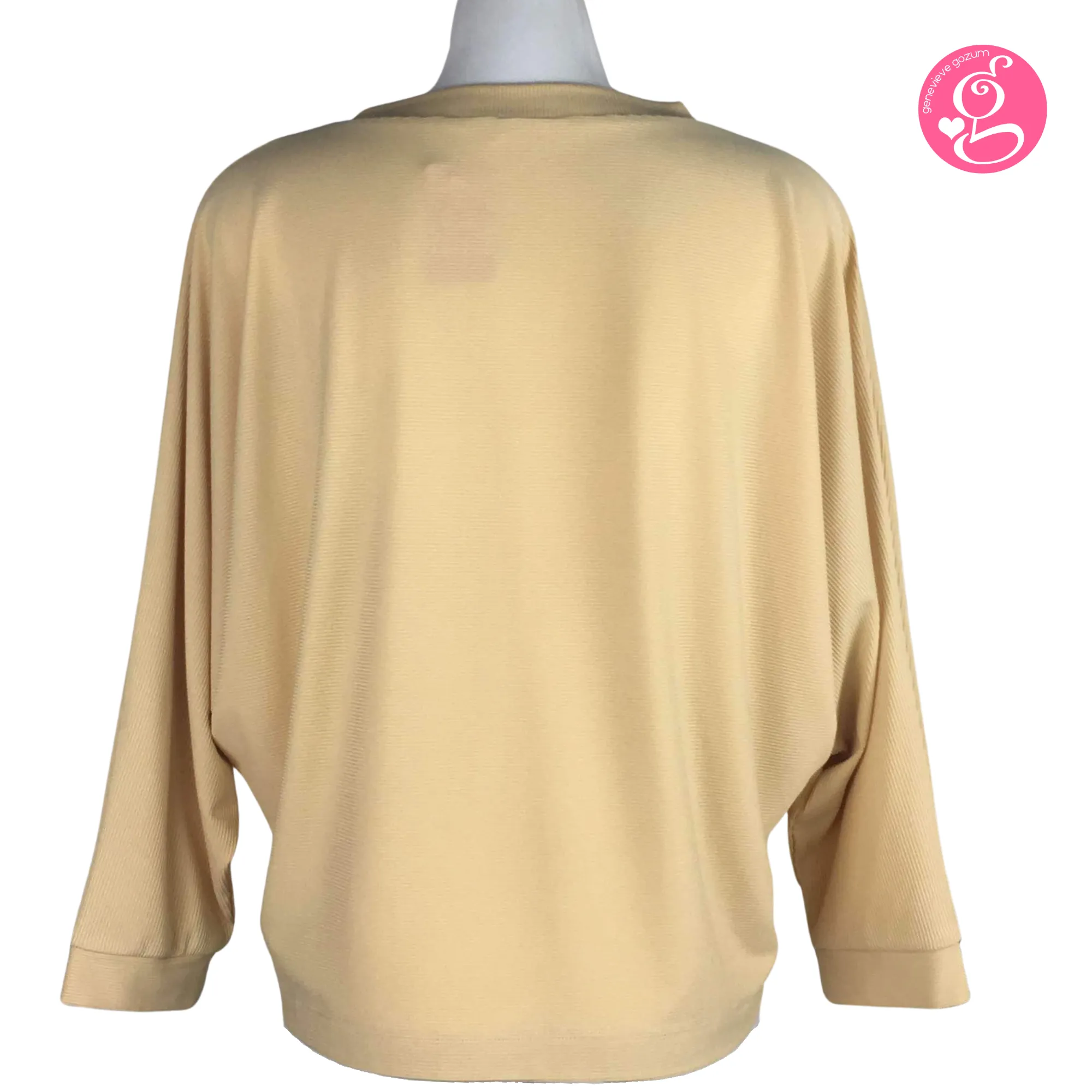 Genevieve Gozum Pullover Blouse with Dolman Sleeves & V Neck