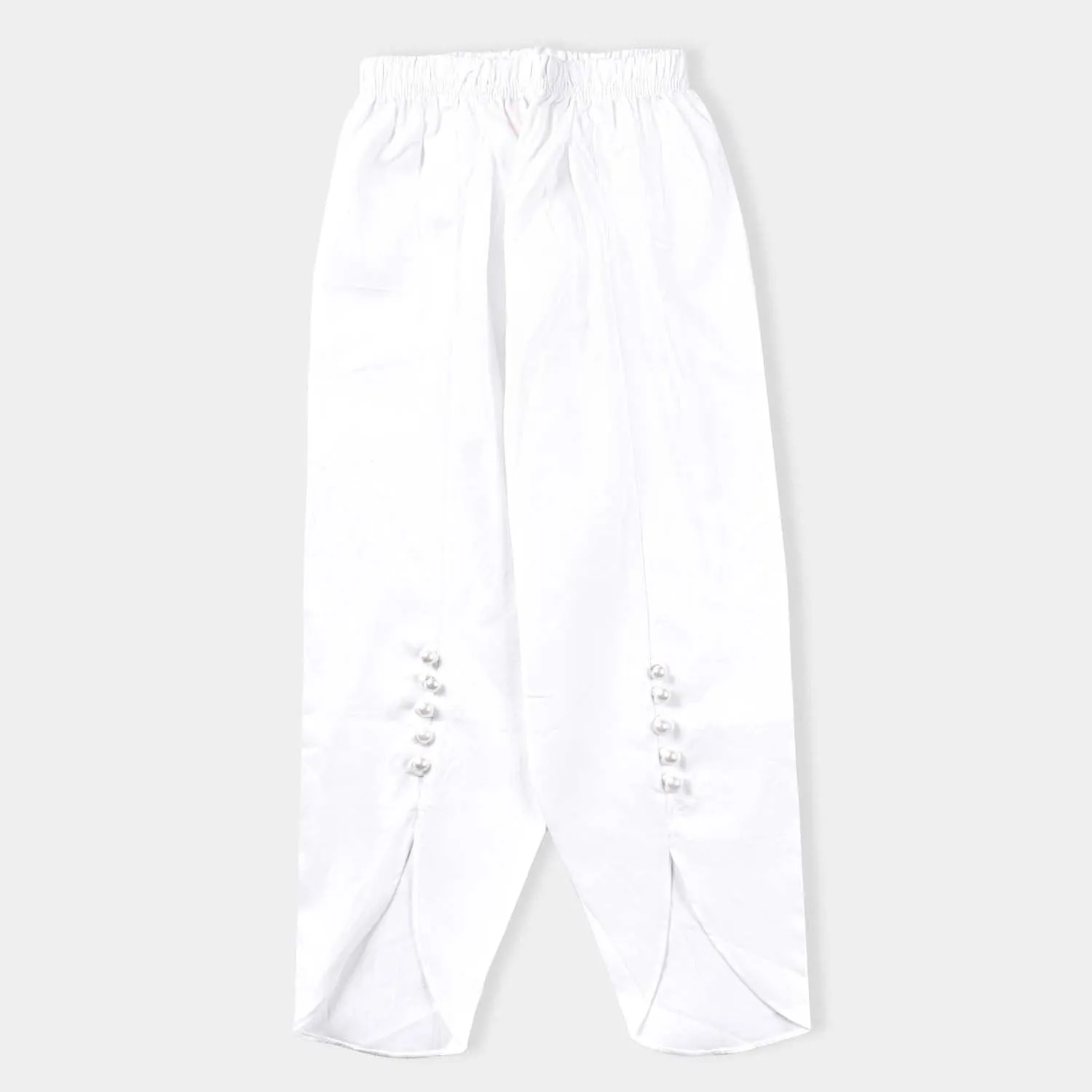 Girls Cotton Tulip Shalwar-White