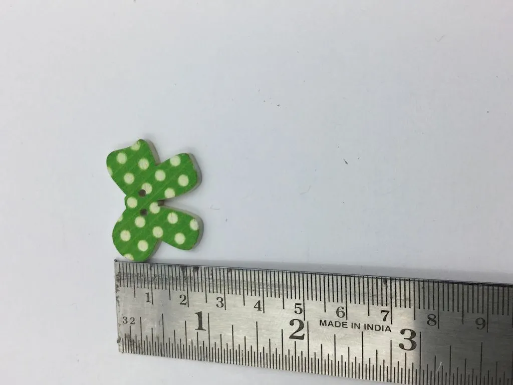 Green Designer Bow 2 Hole Wooden Buttons