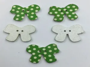 Green Designer Bow 2 Hole Wooden Buttons