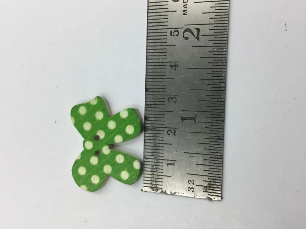 Green Designer Bow 2 Hole Wooden Buttons