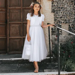 Harper Flower Girl Dress - White with Petal Bag