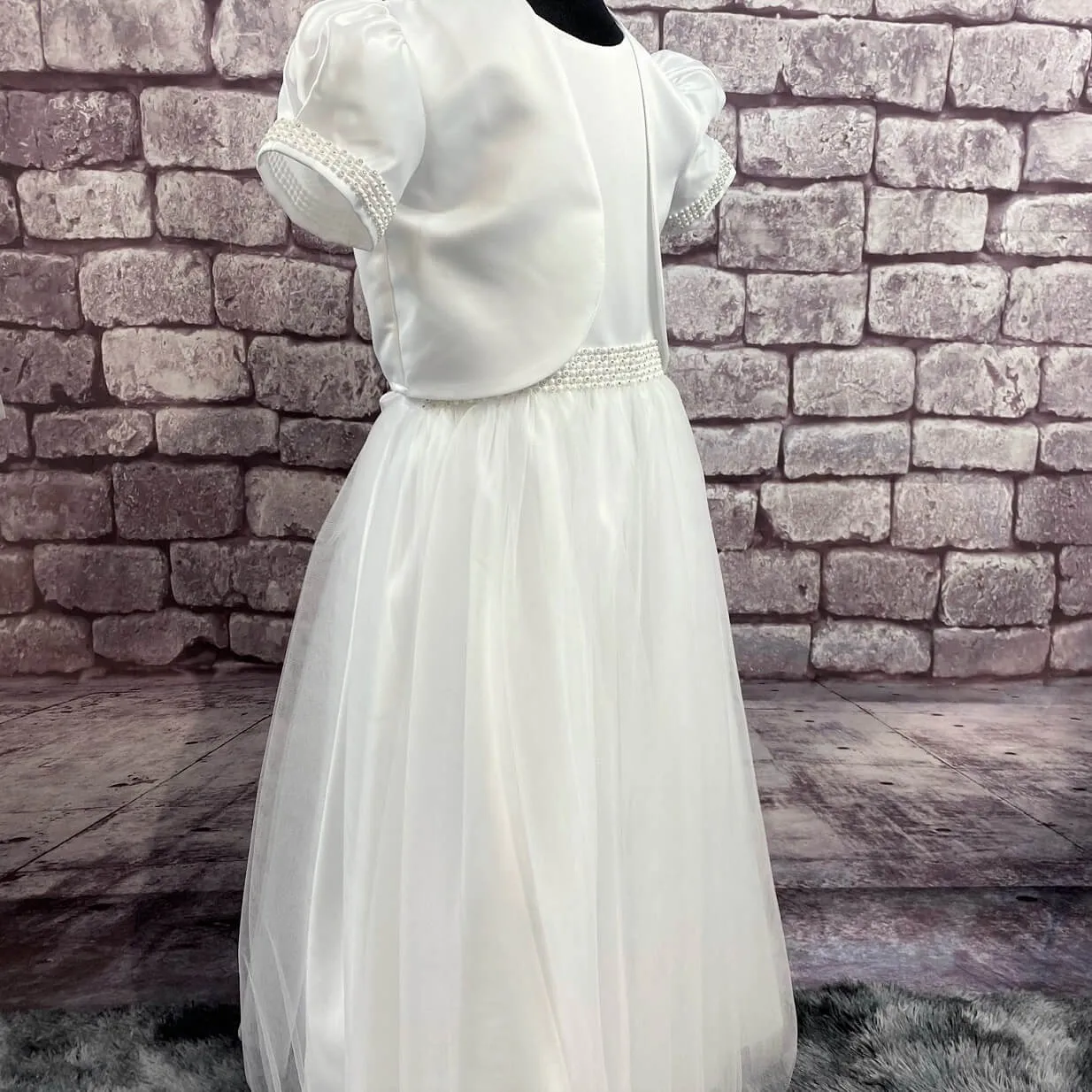 Harper Flower Girl Dress - White with Petal Bag