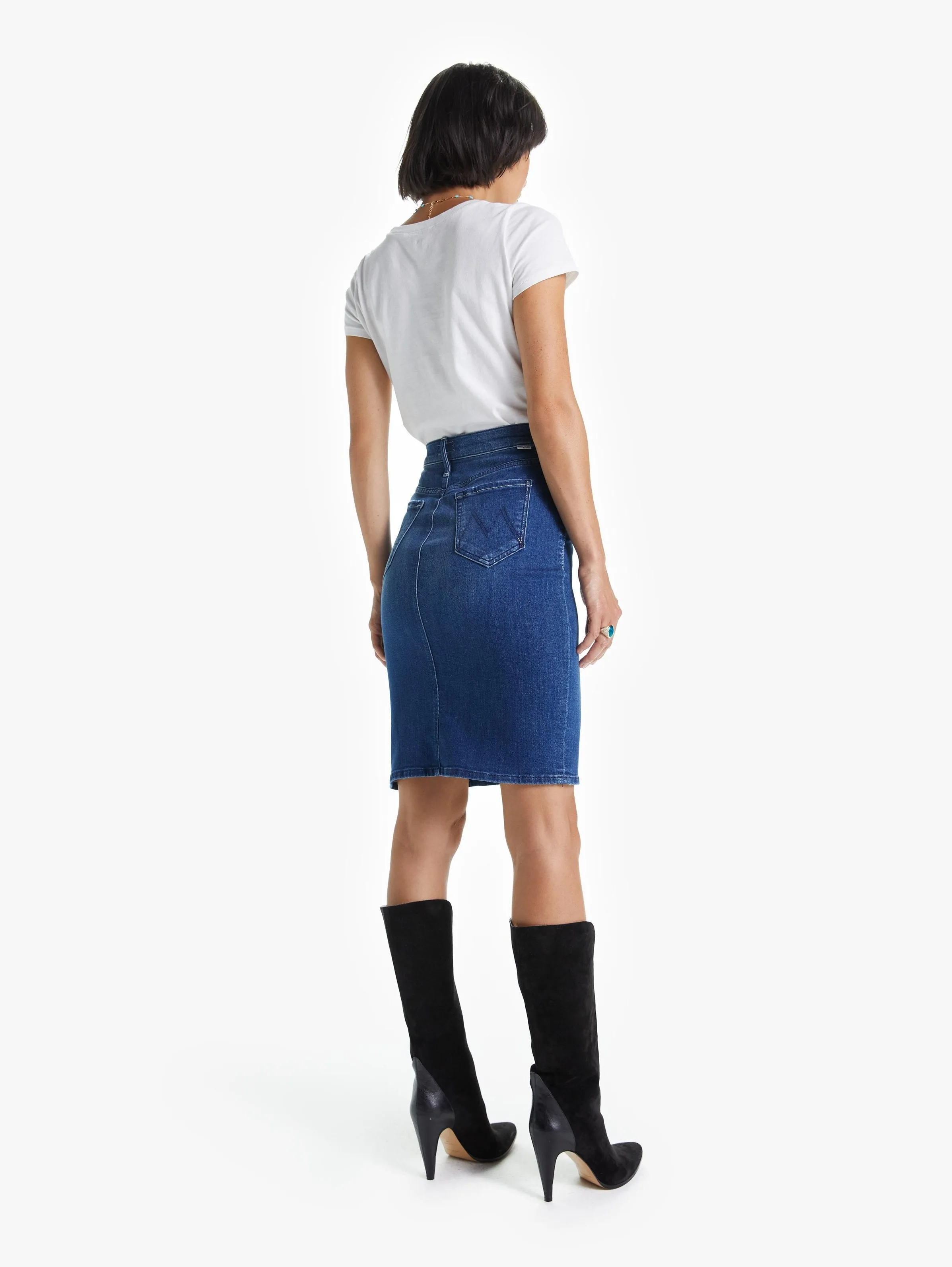 High Waisted Slice Knee Skirt