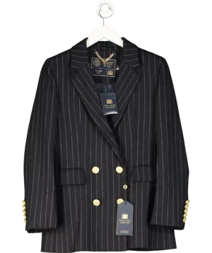 Holland Cooper Blue Double Breasted Blazer Navy Chalk Pinstripe UK 10