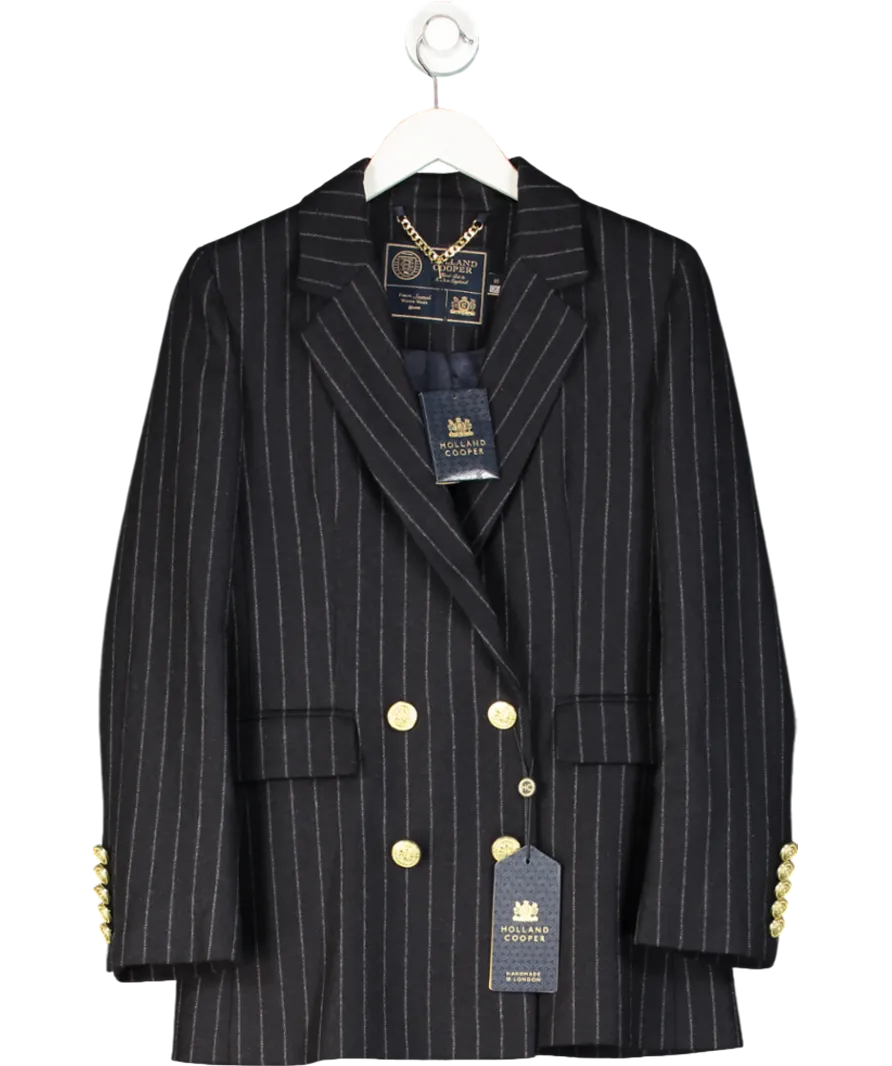 Holland Cooper Blue Double Breasted Blazer Navy Chalk Pinstripe UK 10