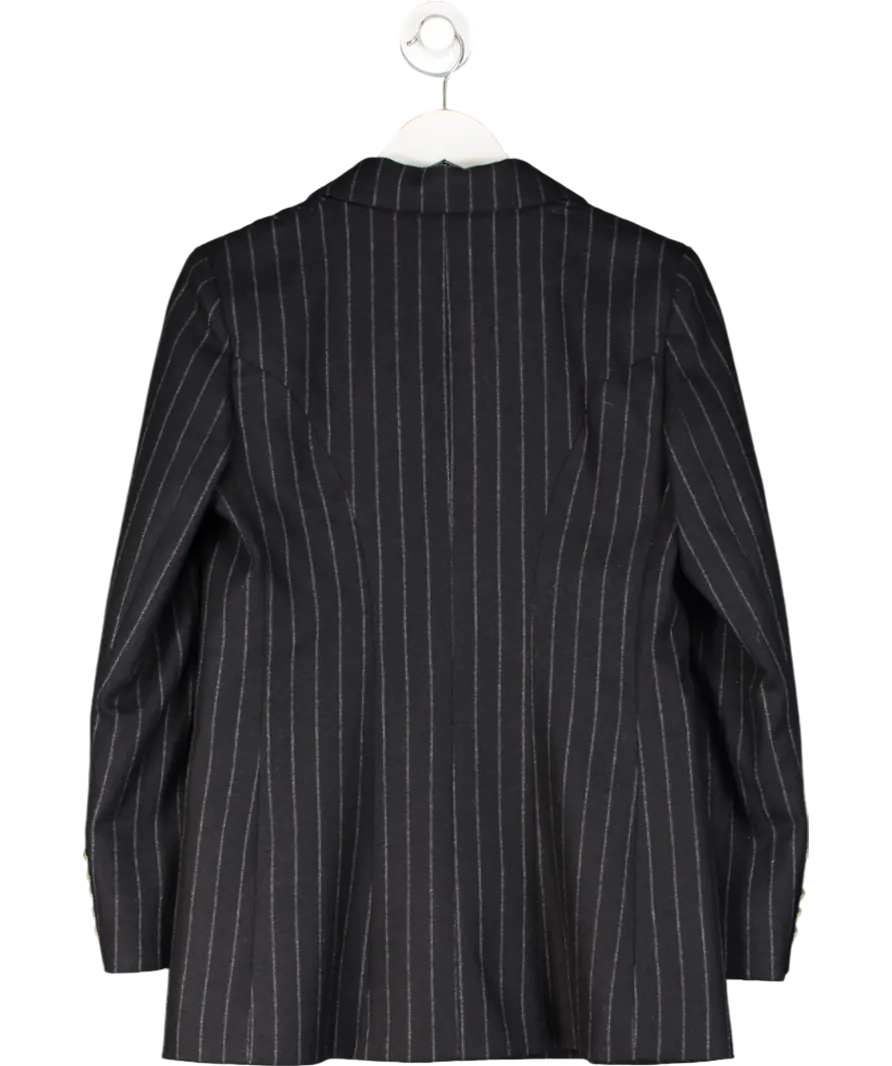 Holland Cooper Blue Double Breasted Blazer Navy Chalk Pinstripe UK 10