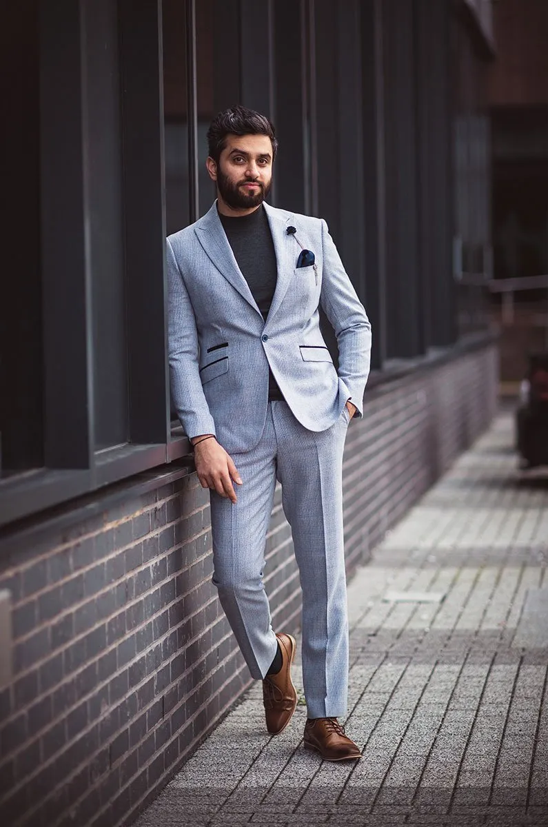 House of Cavani Caridi Slim Fit Blazer in Sky Blue