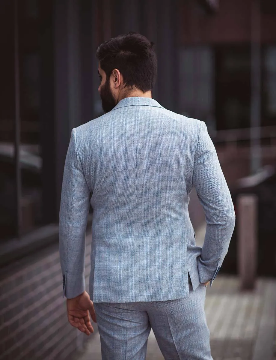 House of Cavani Caridi Slim Fit Blazer in Sky Blue