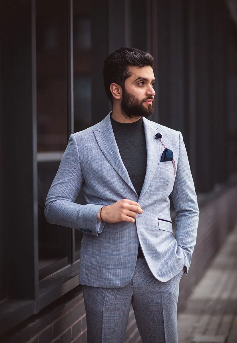 House of Cavani Caridi Slim Fit Blazer in Sky Blue