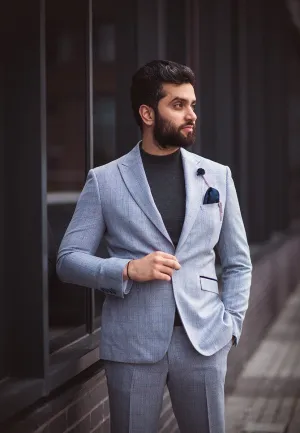 House of Cavani Caridi Slim Fit Blazer in Sky Blue
