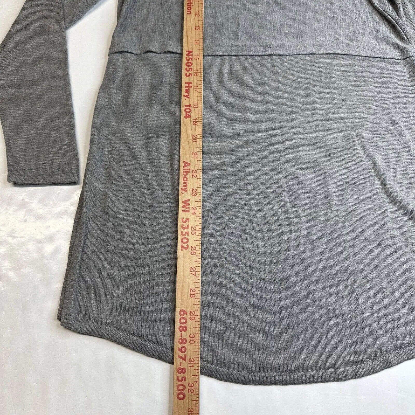 J.Jill Tunic Sweater Womens Medium Gray Long Knit Top Wool Blend Side Slits