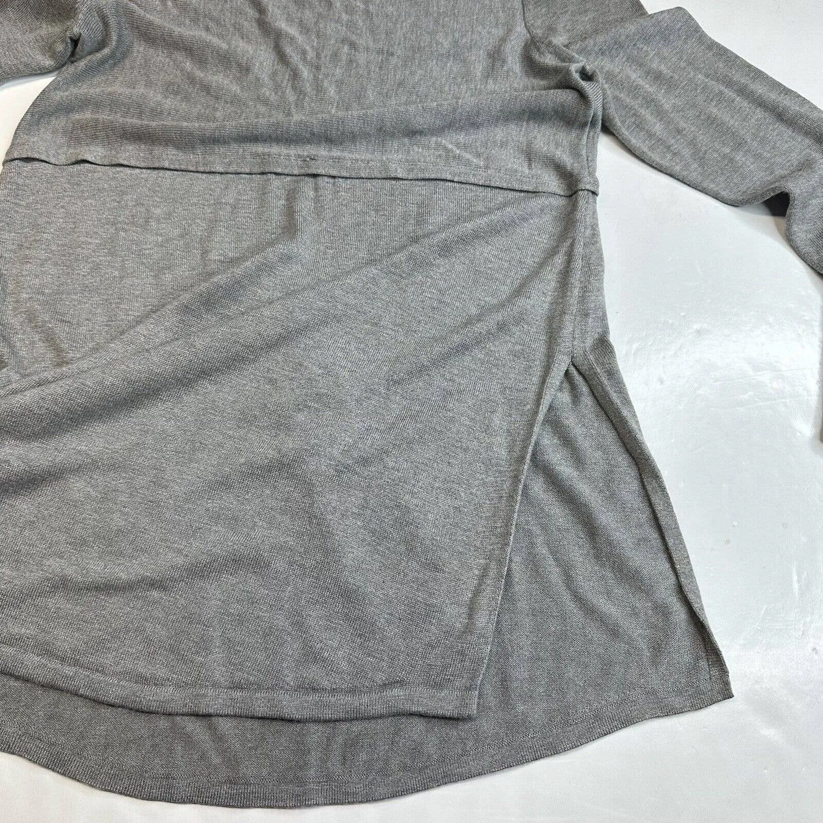 J.Jill Tunic Sweater Womens Medium Gray Long Knit Top Wool Blend Side Slits